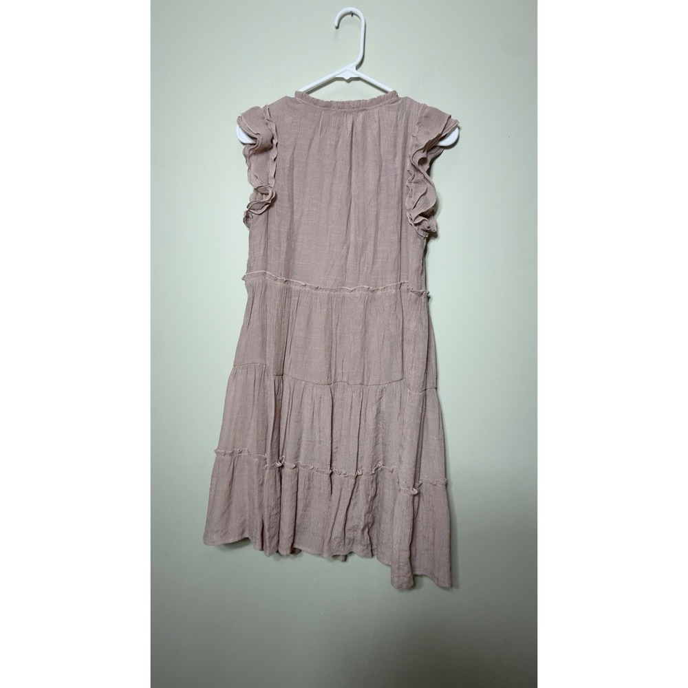 Indigo Rose Womens PS Petite Small Pink Tiered Dress Ruffle Sleeve Keyhole Tie - Picture 5 of 8